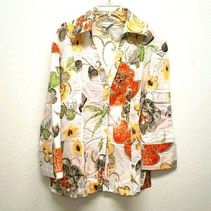 HARVE button down beach blouse v neck top   XL